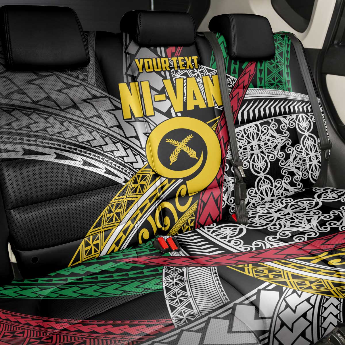 Vanuatu Proud to be Ni-van Personalised Back Car Seat Cover with Mutis En Atan Patterns