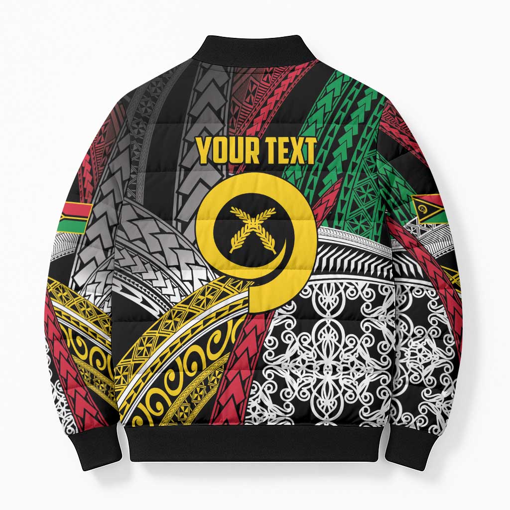 Vanuatu Proud to be Ni-van Personalised Bomber Puffer Jacket with Mutis En Atan Patterns - Polynesian Pride