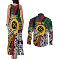 Vanuatu Proud to be Ni-van Personalised Couples Matching Tank Maxi Dress and Long Sleeve Button Shirt with Mutis En Atan Patterns LT9 - Polynesian Pride