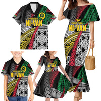 Vanuatu Proud to be Ni-van Personalised Family Matching Mermaid Dress and Hawaiian Shirt with Mutis En Atan Patterns