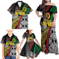 Vanuatu Proud to be Ni-van Personalised Family Matching Off Shoulder Maxi Dress and Hawaiian Shirt with Mutis En Atan Patterns