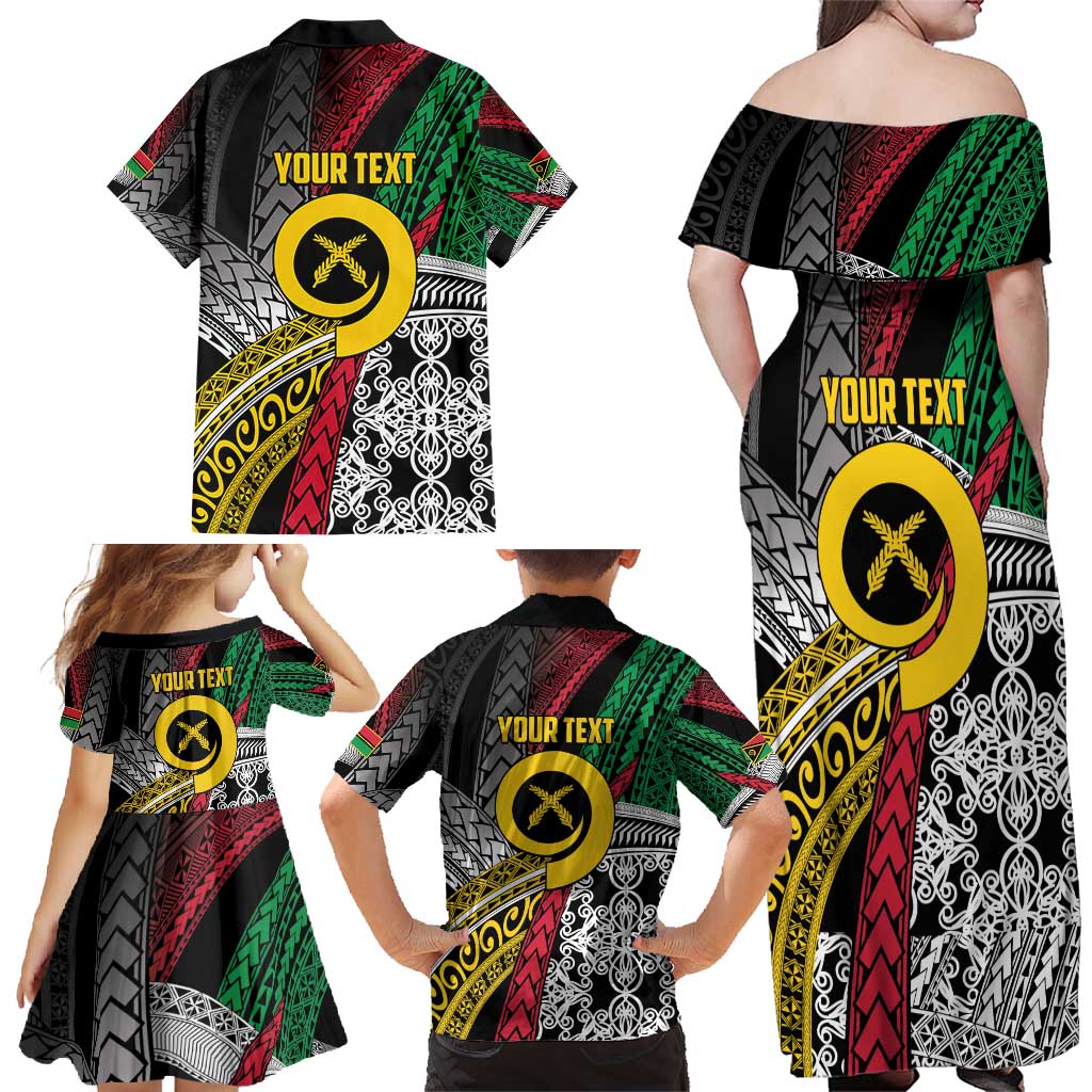 Vanuatu Proud to be Ni-van Personalised Family Matching Off Shoulder Maxi Dress and Hawaiian Shirt with Mutis En Atan Patterns