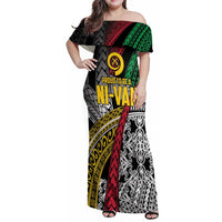 Vanuatu Proud to be Ni-van Personalised Family Matching Off Shoulder Maxi Dress and Hawaiian Shirt with Mutis En Atan Patterns