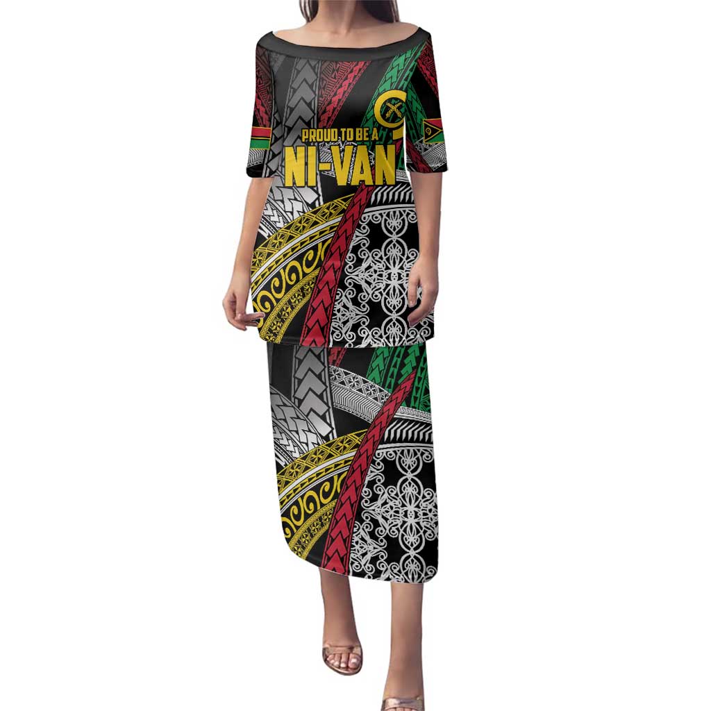 Vanuatu Proud to be Ni-van Personalised Family Matching Puletasi and Hawaiian Shirt with Mutis En Atan Patterns