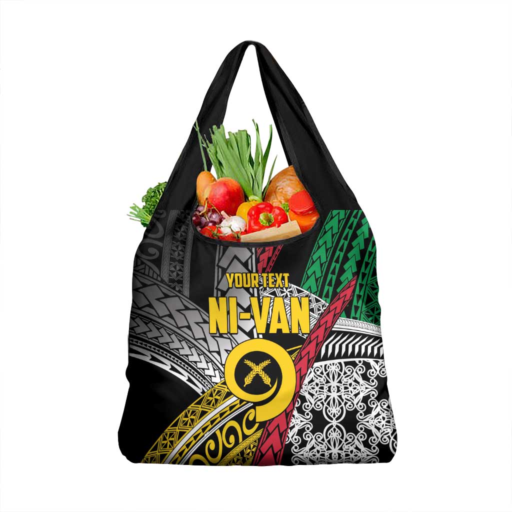 Vanuatu Proud to be Ni-van Personalised Grocery Bag with Mutis En Atan Patterns