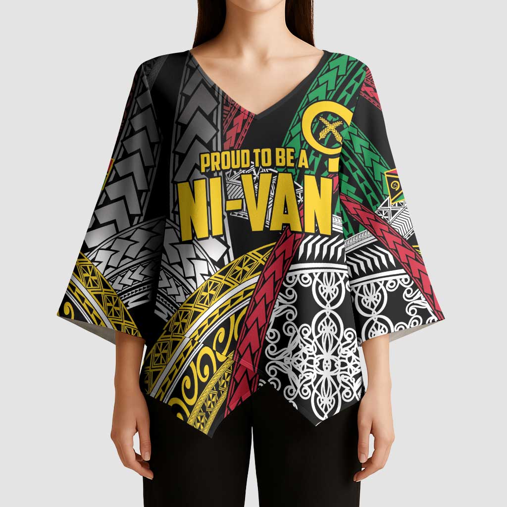 Vanuatu Proud to be Ni-van Personalised Kimono Sleeve Blouse with Mutis En Atan Patterns - Polynesian Pride