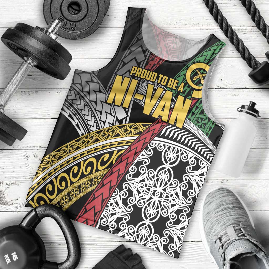 Vanuatu Proud to be Ni-van Personalised Men Tank Top with Mutis En Atan Patterns