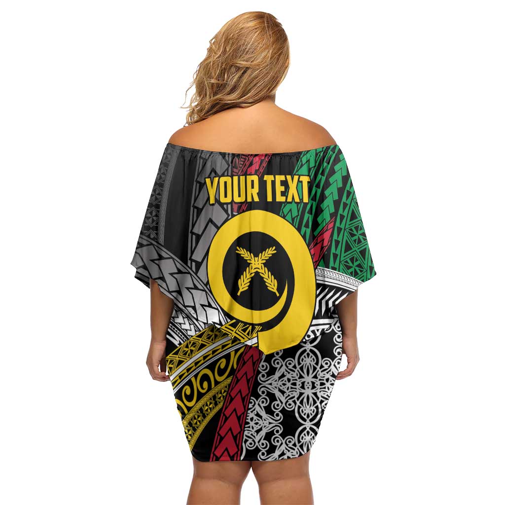 Vanuatu Proud to be Ni-van Personalised Off Shoulder Short Dress with Mutis En Atan Patterns