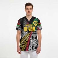 Vanuatu Proud to be Ni-van Personalised Scrub Top with Mutis En Atan Patterns - Polynesian Pride