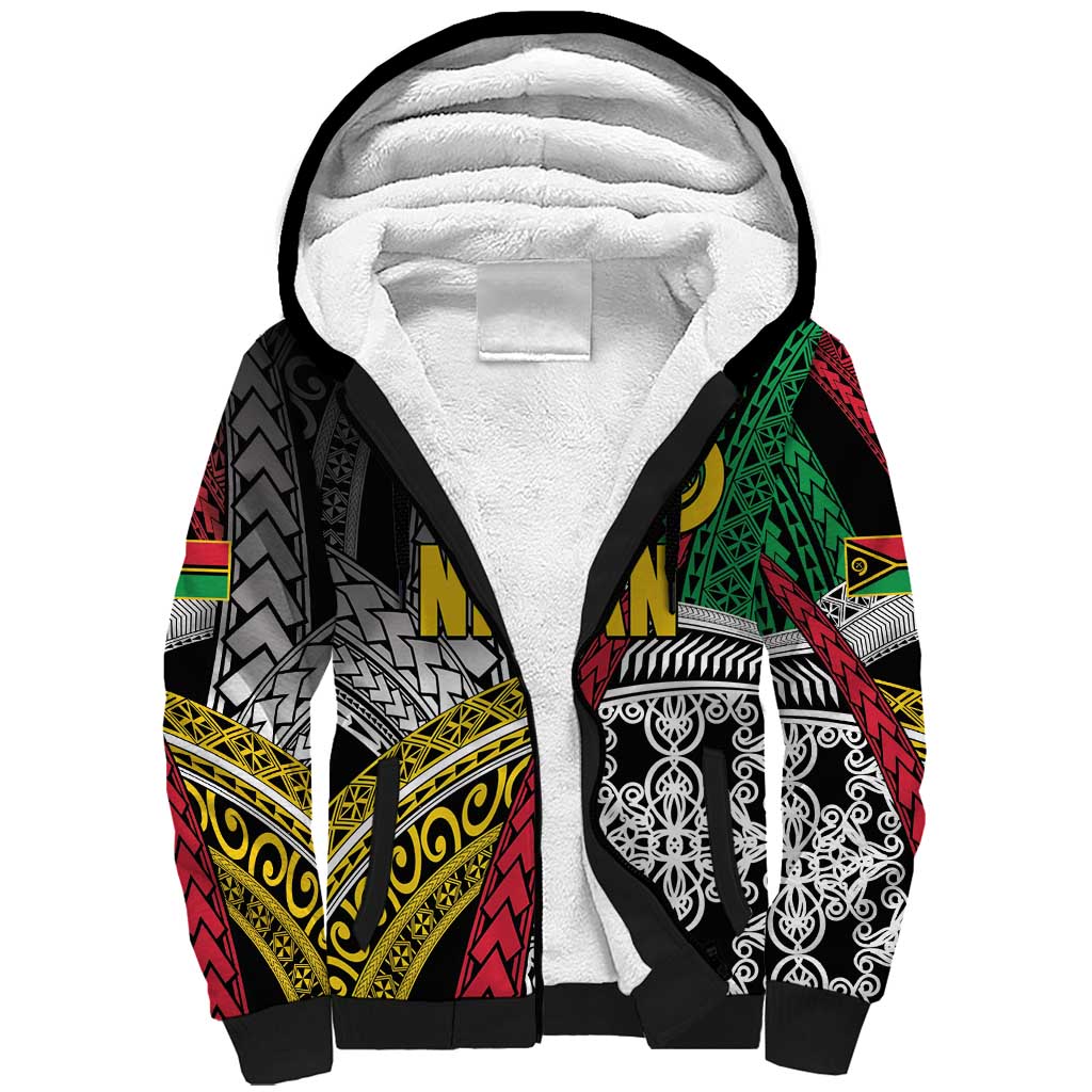 Vanuatu Proud to be Ni-van Personalised Sherpa Hoodie with Mutis En Atan Patterns