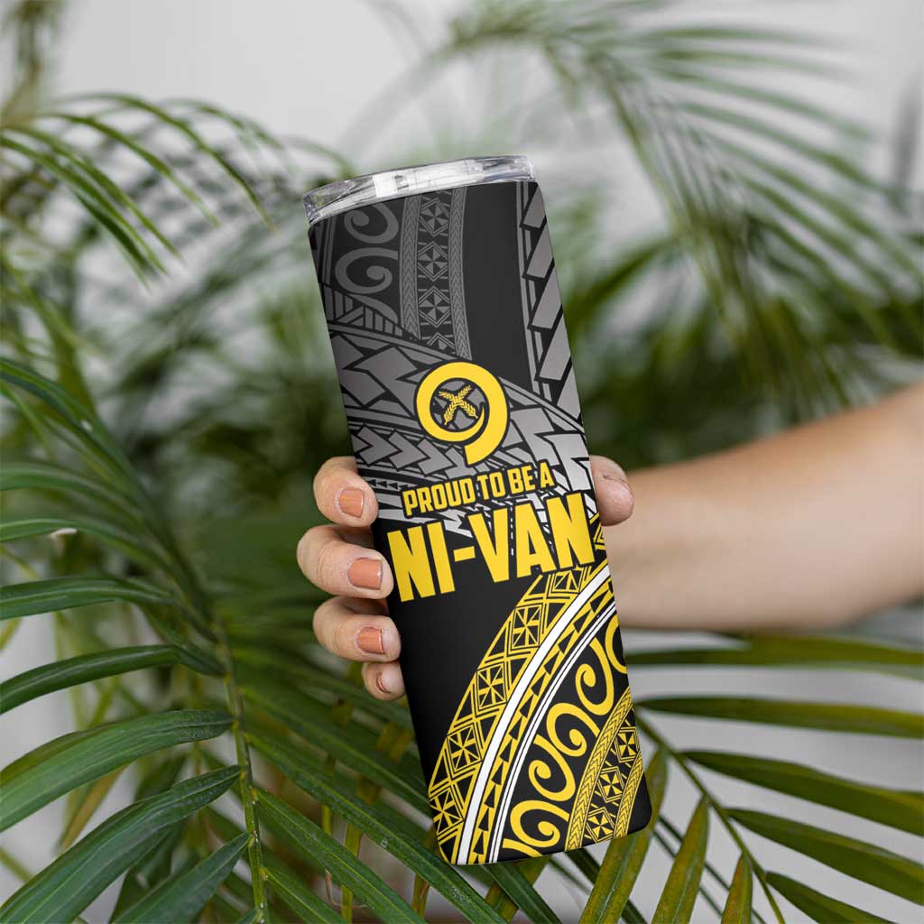Vanuatu Proud to be Ni-van Personalised Skinny Tumbler with Mutis En Atan Patterns