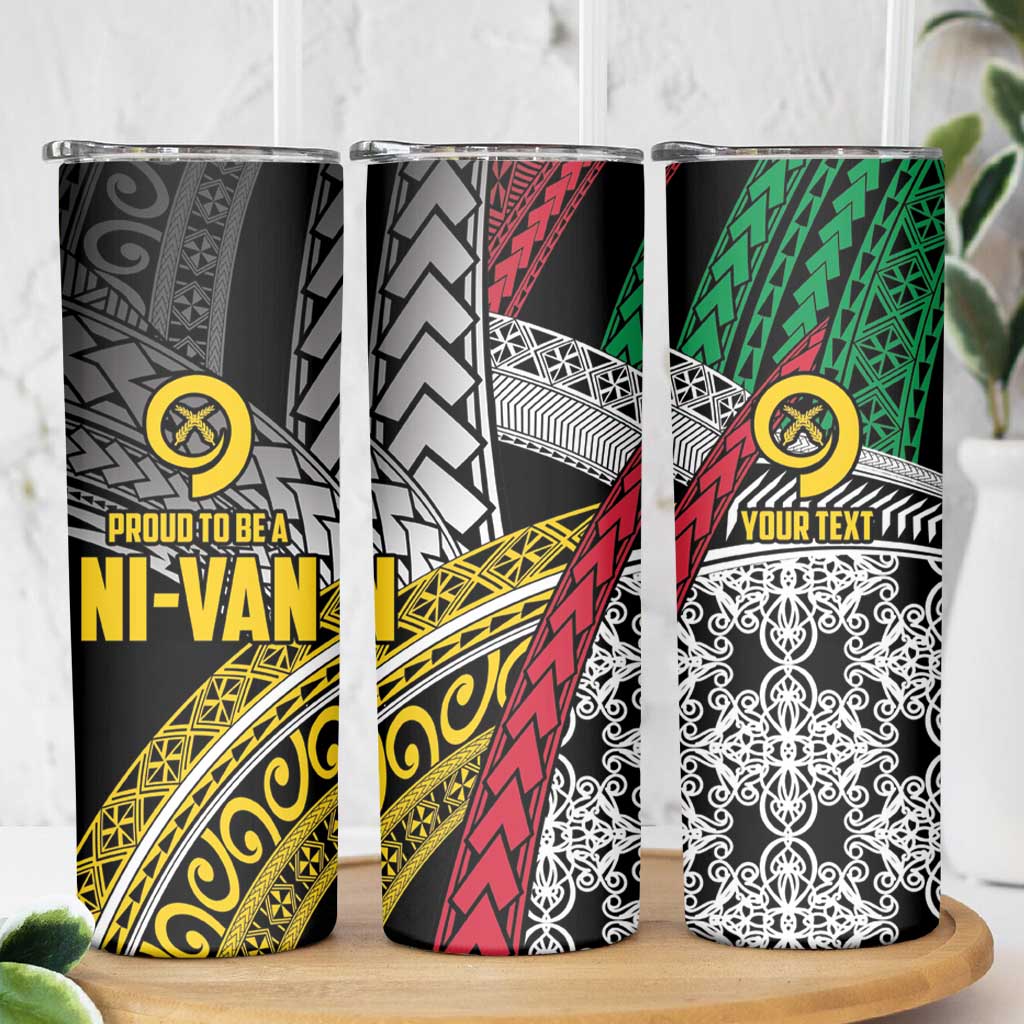 Vanuatu Proud to be Ni-van Personalised Skinny Tumbler with Mutis En Atan Patterns