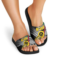 Vanuatu Proud to be Ni-van Personalised Slide Sandals with Mutis En Atan Patterns - Polynesian Pride