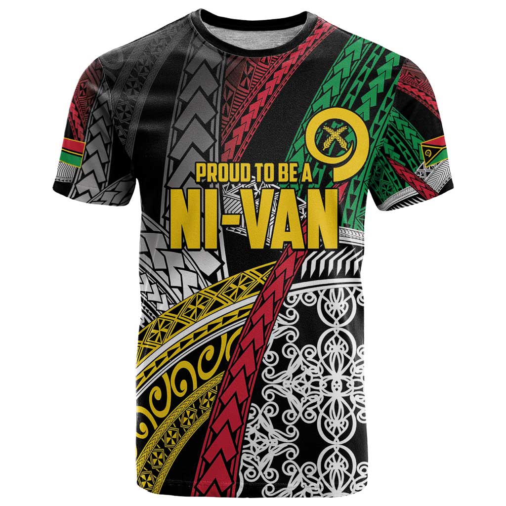 Vanuatu Proud to be Ni-van Personalised T Shirt with Mutis En Atan Patterns