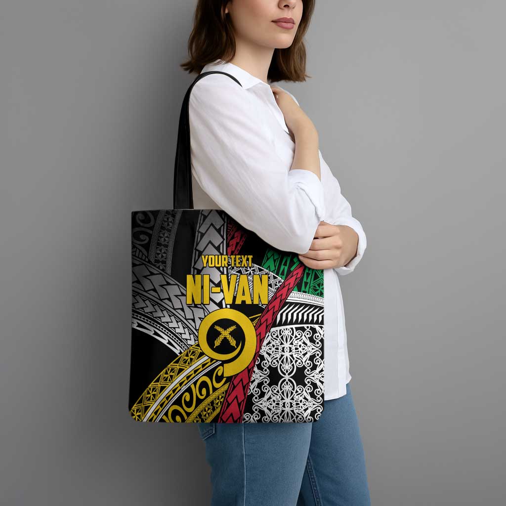 Vanuatu Proud to be Ni-van Personalised Tote Bag with Mutis En Atan Patterns - Polynesian Pride