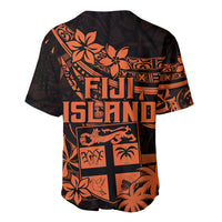 Fiji Islands Baseball Jersey Coat of Arms Fijian Flower Polynesian Pattern - Orange LT9 - Polynesian Pride