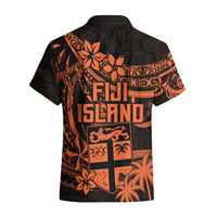Fiji Islands Hawaiian Shirt Coat of Arms Fijian Flower Polynesian Pattern - Orange LT9 - Polynesian Pride
