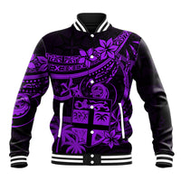 Fiji Islands Baseball Jacket Coat of Arms Fijian Flower Polynesian Pattern - Purple LT9 Unisex Purple - Polynesian Pride
