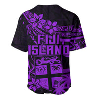 Fiji Islands Baseball Jersey Coat of Arms Fijian Flower Polynesian Pattern - Purple LT9 - Polynesian Pride