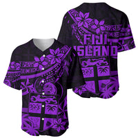 Fiji Islands Baseball Jersey Coat of Arms Fijian Flower Polynesian Pattern - Purple LT9 - Polynesian Pride