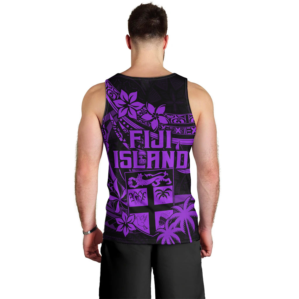 Fiji Islands Men Tank Top Coat of Arms Fijian Flower Polynesian Pattern - Purple LT9 - Polynesian Pride