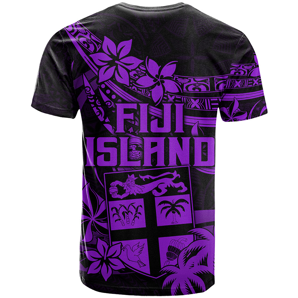 Fiji Islands T Shirt Coat of Arms Fijian Flower Polynesian Pattern Purple LT9 - Polynesian Pride