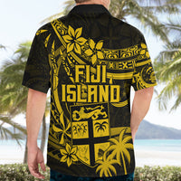 Fiji Islands Hawaiian Shirt Coat of Arms Fijian Flower Polynesian Pattern - Yellow LT9 - Polynesian Pride