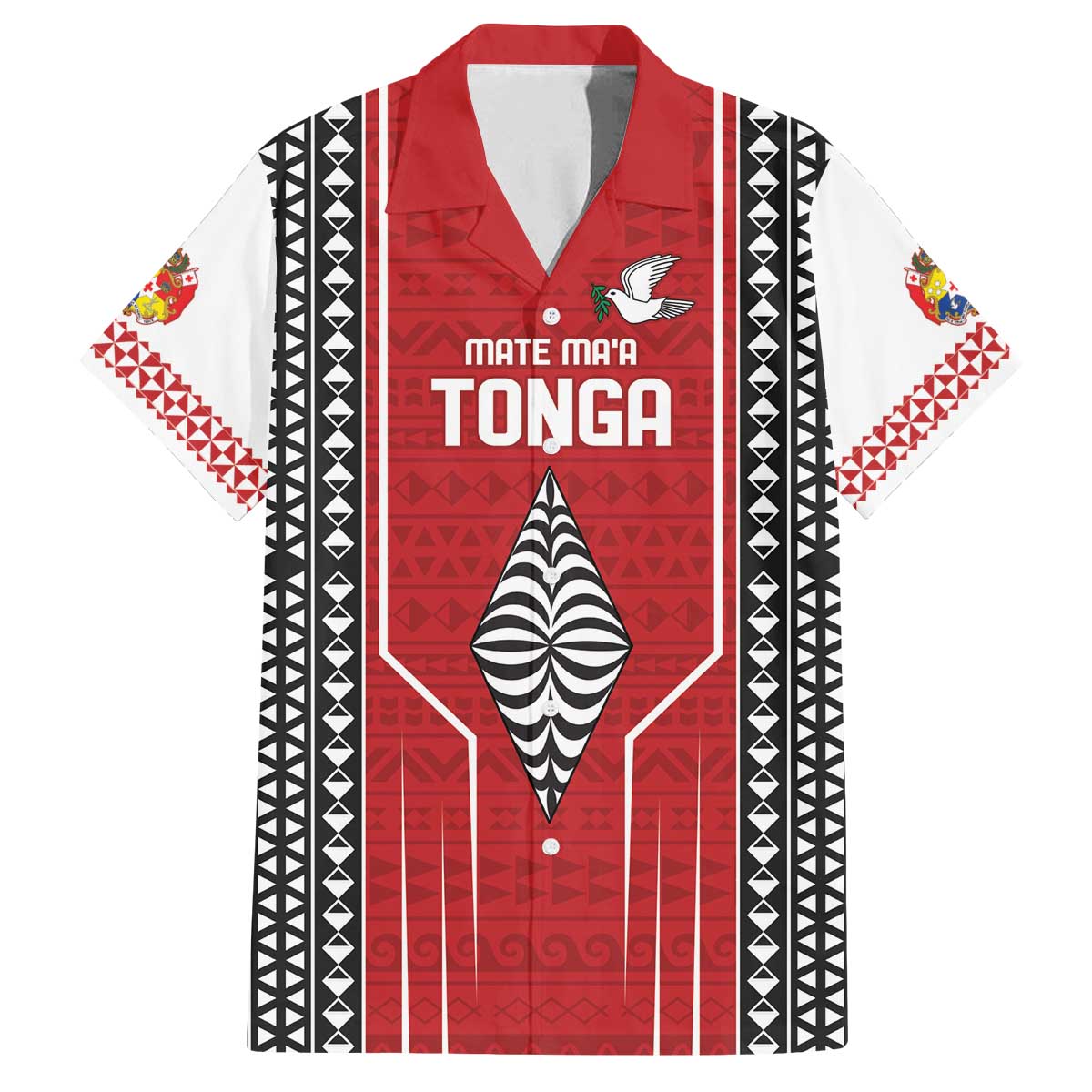 Custom Tonga Rugby Family Matching Off The Shoulder Long Sleeve Dress and Hawaiian Shirt Mate Maa Kupesi Style