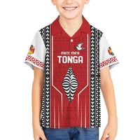 Custom Tonga Rugby Family Matching Short Sleeve Bodycon Dress and Hawaiian Shirt Mate Maa Kupesi Style