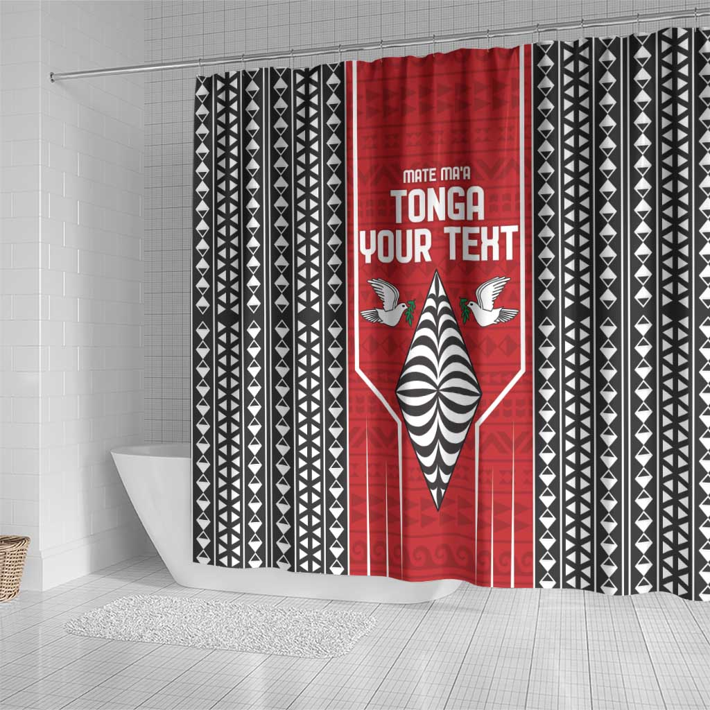 Custom Tonga Rugby Shower Curtain Mate Maa Kupesi Style