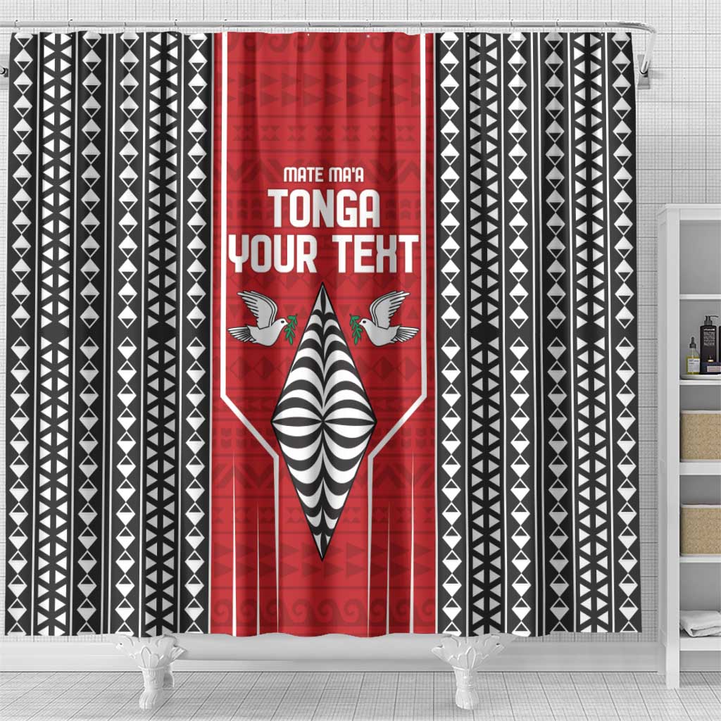 Custom Tonga Rugby Shower Curtain Mate Maa Kupesi Style