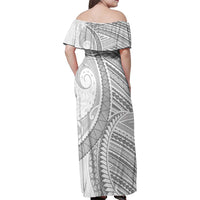 American Samoa White Sunday Family Matching Off Shoulder Maxi Dress and Hawaiian Shirt Polynesian Lotu Tamaiti LT9 - Polynesian Pride