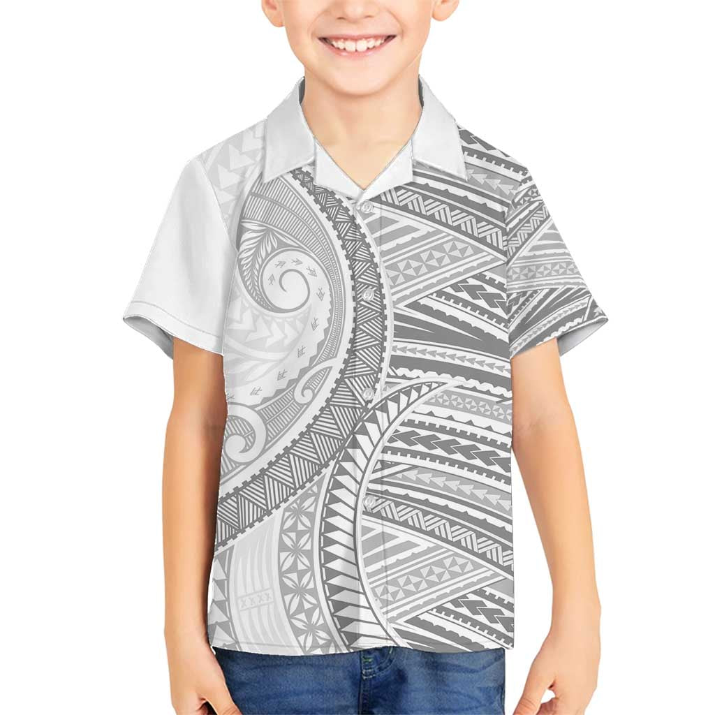 American Samoa White Sunday Family Matching Off Shoulder Maxi Dress and Hawaiian Shirt Polynesian Lotu Tamaiti LT9 Son's Shirt White - Polynesian Pride