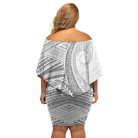 American Samoa White Sunday Family Matching Off Shoulder Short Dress and Hawaiian Shirt Polynesian Lotu Tamaiti - Polynesian Pride