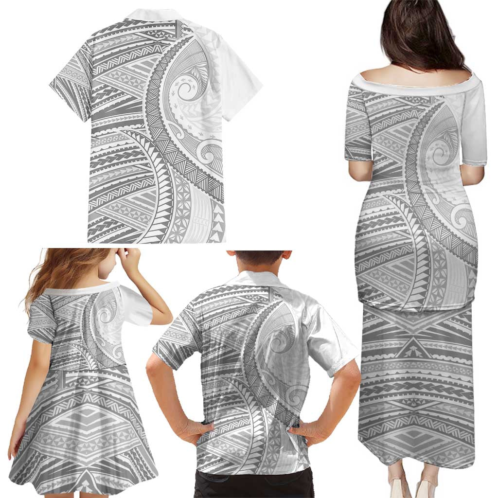 American Samoa White Sunday Family Matching Puletasi and Hawaiian Shirt Polynesian Lotu Tamaiti - Polynesian Pride