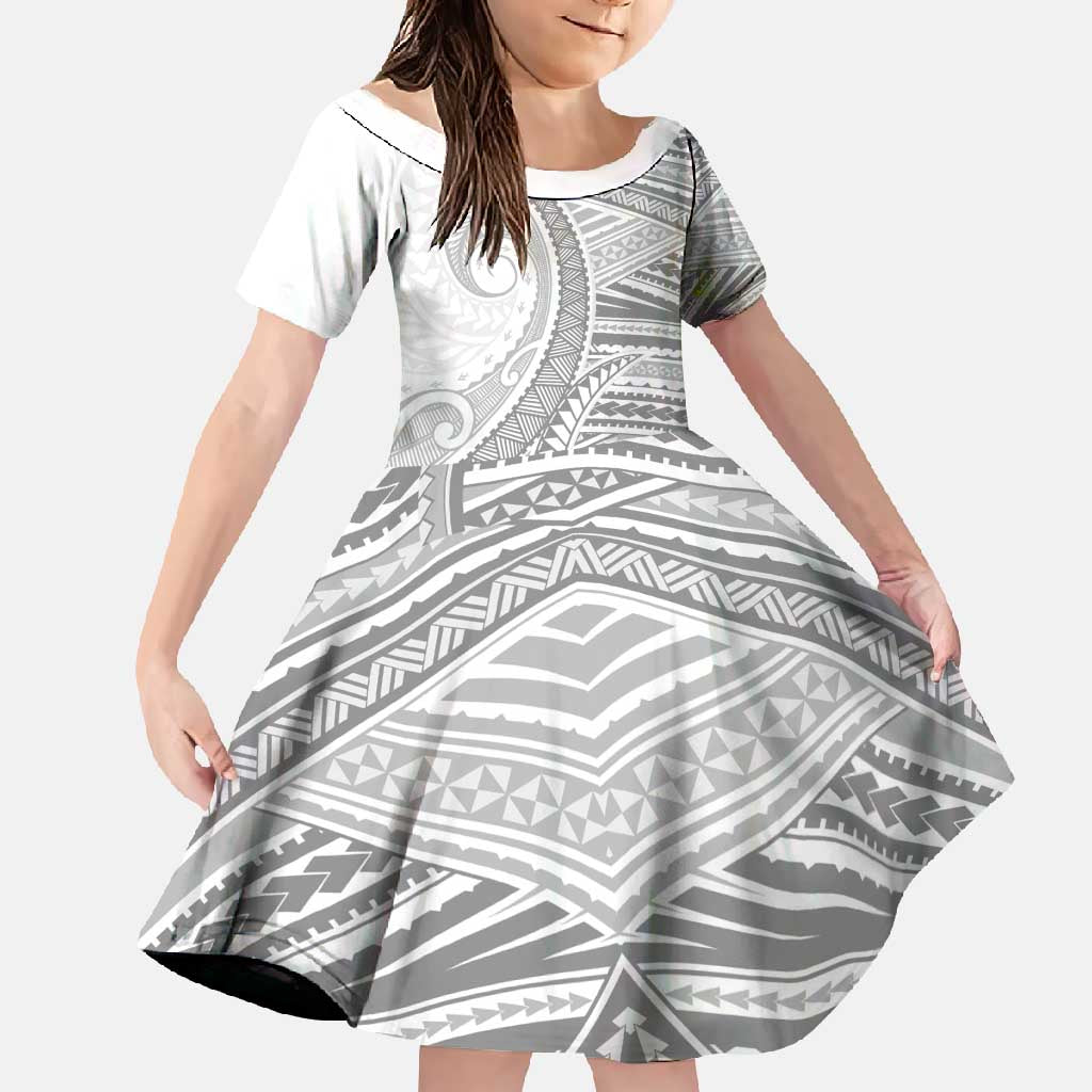 American Samoa White Sunday Family Matching Tank Maxi Dress and Hawaiian Shirt Polynesian Lotu Tamaiti - Polynesian Pride