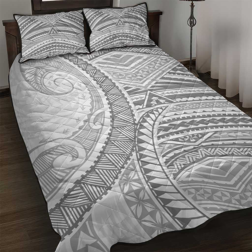 American Samoa White Sunday Quilt Bed Set Polynesian Lotu Tamaiti - Polynesian Pride