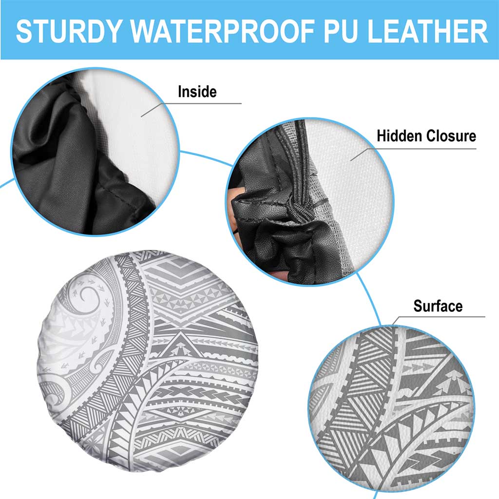 American Samoa White Sunday Spare Tire Cover Polynesian Lotu Tamaiti - Polynesian Pride