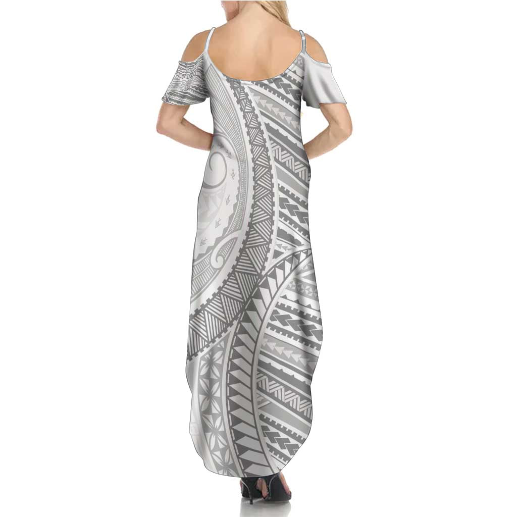 American Samoa White Sunday Summer Maxi Dress Polynesian Lotu Tamaiti LT9 - Polynesian Pride