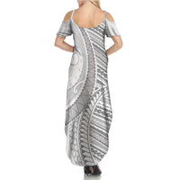 American Samoa White Sunday Summer Maxi Dress Polynesian Lotu Tamaiti LT9 - Polynesian Pride