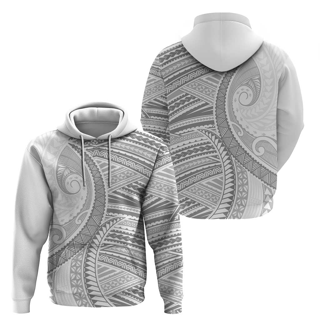 American Samoa White Sunday Zip Hoodie Polynesian Lotu Tamaiti - Polynesian Pride