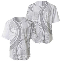 Niue White Sunday Baseball Jersey Niuean Lotu Tamaiti Hiapo Pattern - Polynesian Pride