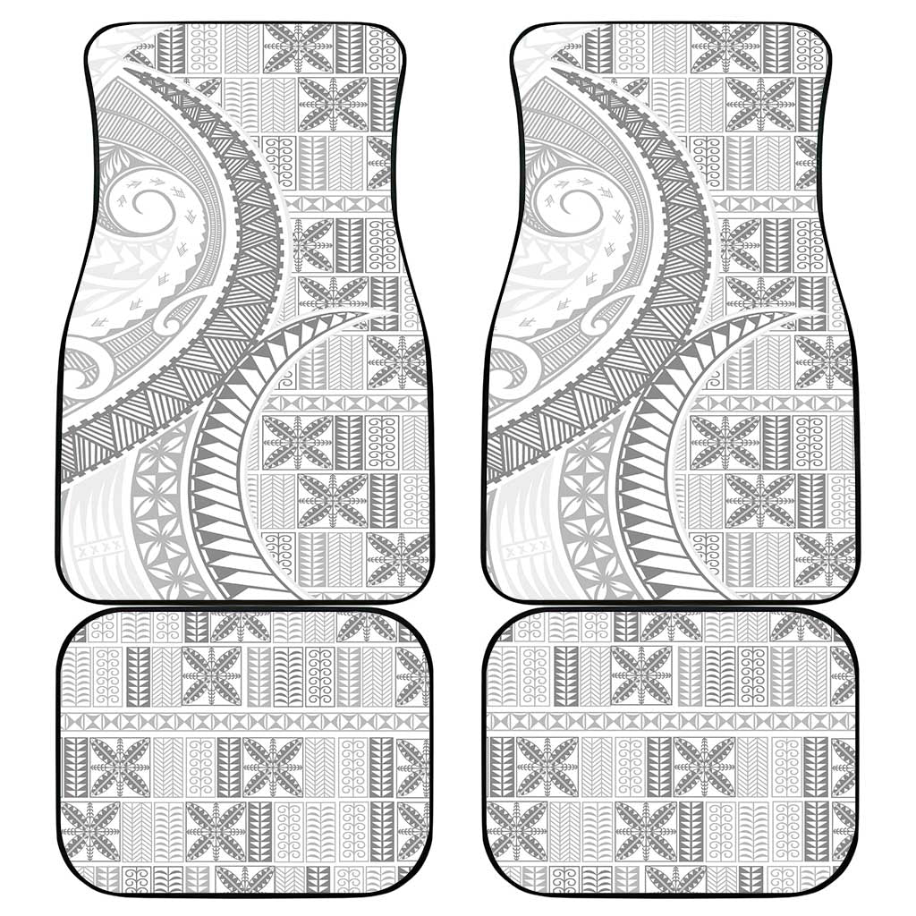 Niue White Sunday Car Mats Niuean Lotu Tamaiti Hiapo Pattern - Polynesian Pride