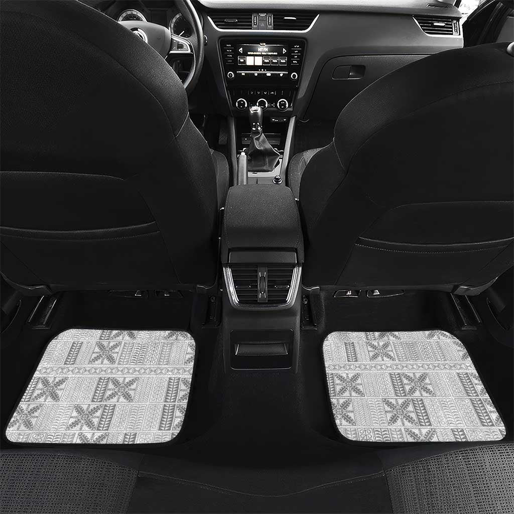 Niue White Sunday Car Mats Niuean Lotu Tamaiti Hiapo Pattern - Polynesian Pride