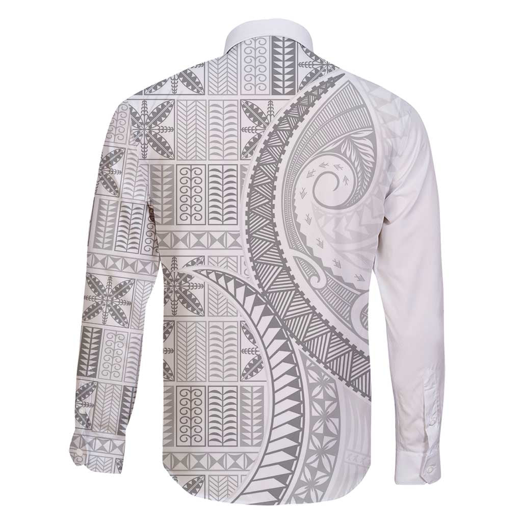 Niue White Sunday Family Matching Long Sleeve Bodycon Dress and Hawaiian Shirt Niuean Lotu Tamaiti Hiapo Pattern - Polynesian Pride