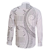 Niue White Sunday Family Matching Long Sleeve Bodycon Dress and Hawaiian Shirt Niuean Lotu Tamaiti Hiapo Pattern - Polynesian Pride