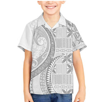 Niue White Sunday Family Matching Mermaid Dress and Hawaiian Shirt Niuean Lotu Tamaiti Hiapo Pattern - Polynesian Pride