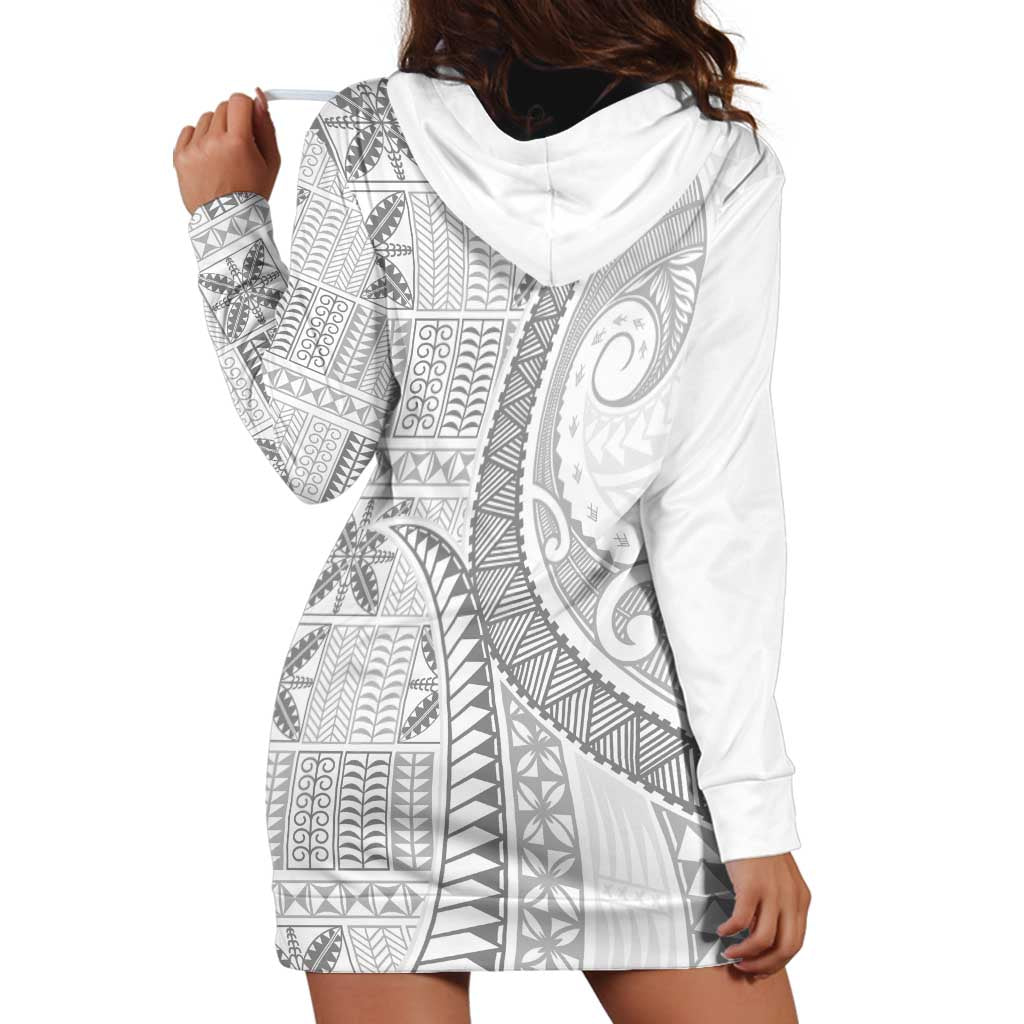 Niue White Sunday Hoodie Dress Niuean Lotu Tamaiti Hiapo Pattern - Polynesian Pride