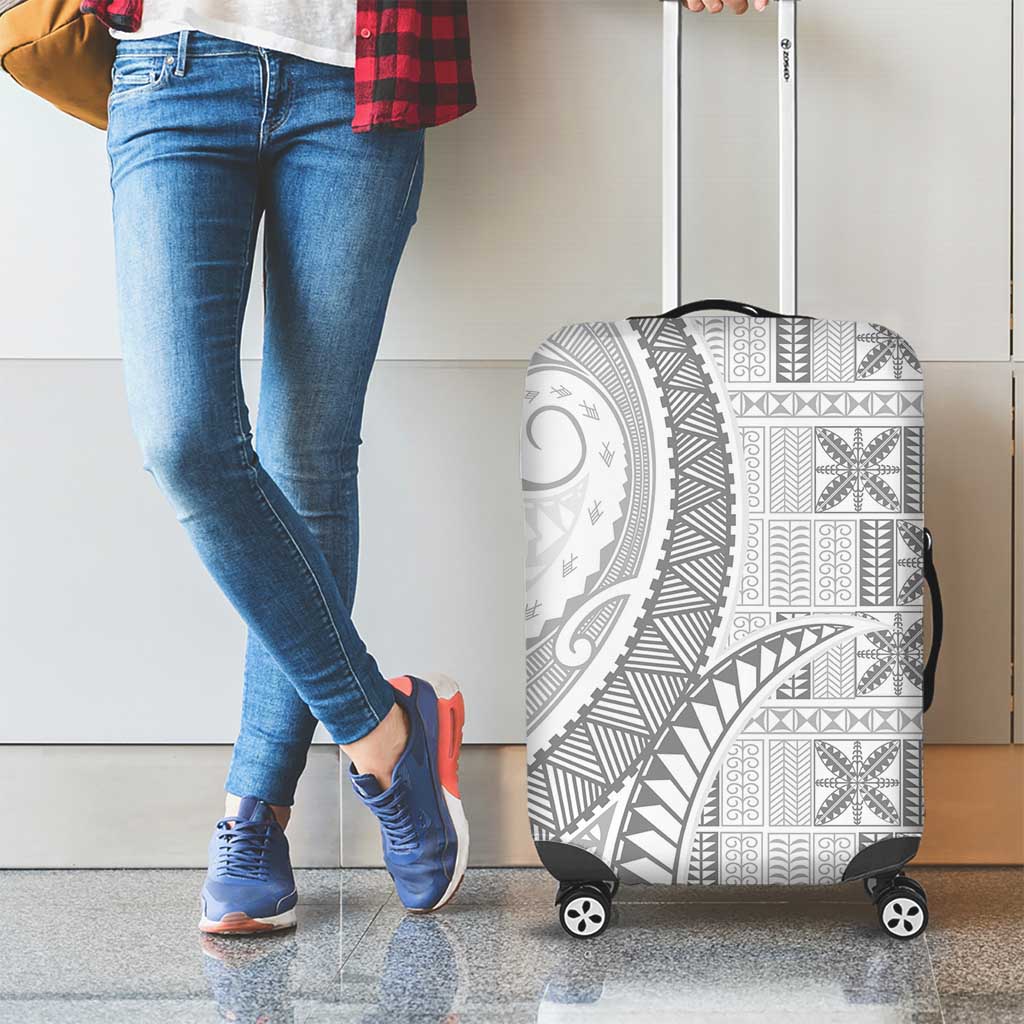 Niue White Sunday Luggage Cover Niuean Lotu Tamaiti Hiapo Pattern - Polynesian Pride