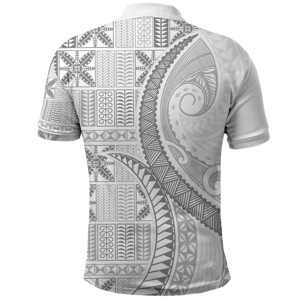 Niue White Sunday Polo Shirt Niuean Lotu Tamaiti Hiapo Pattern - Polynesian Pride